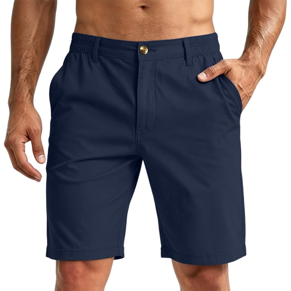 OIOLOYJM Mens Golf Shorts Casual Flat Front Chino Elastic Waist Dress Shorts Baggy Stretch Lightweight Breathable Vacation Yoga Shorts Navy L