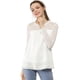 thumbnail image 3 of INSPIRAR CHIC Blusas Casuales de Cuello Redondo para Mujeres con Encaje Floral de Manga Larga de Chiffon XS Blanca, 3 of 8