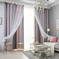thumbnail image 3 of 2 Layers Starry Stars Gradient Tulle+Thermal Blackout Curtains For Boys Girls Bedroom, 3 of 8