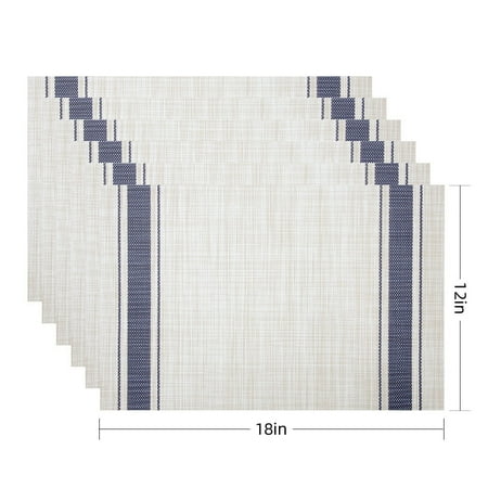 

RAY STAR Vinyl Placemats Set of 6 12 x18 Vinyl Weave Placemats Heat Resistant Wipable Place Mat