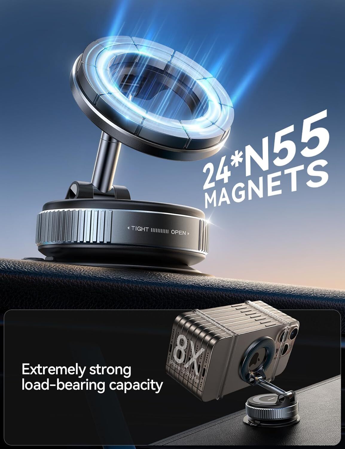 JOYROOM Magnetic Vacuum Phone Holder, 360° Adjustable photo 5