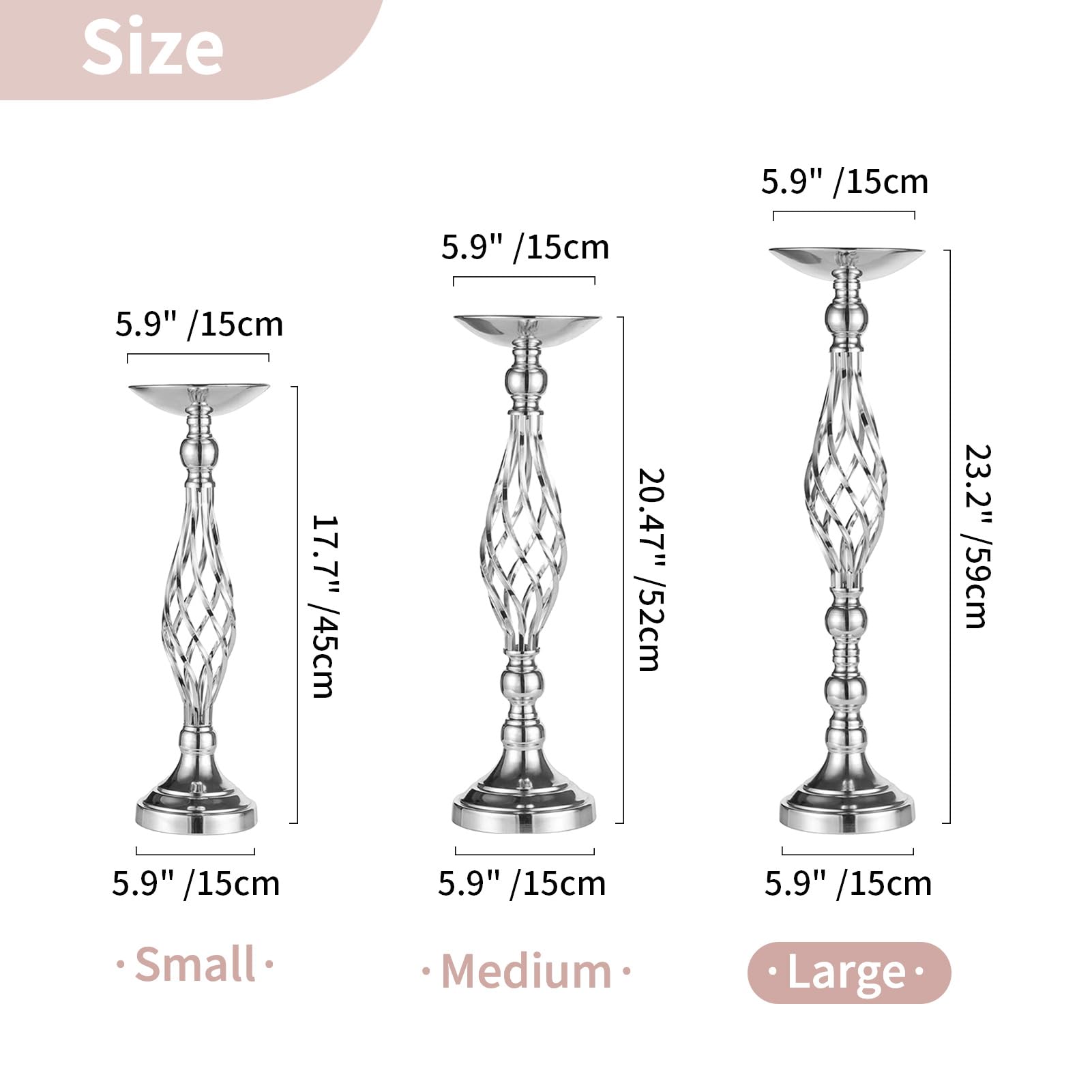 Nuptio Silver Tall Flower Centerpiece Stands, Set of 10 photo 5