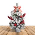 thumbnail image 2 of ALEKO Christmas Snow Dusted Christmas Desk Tree with Burlap Bow - 23.5 Inches, 2 of 2