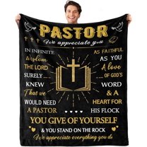 Pastor Appreciation Gifts, Pastor Day Gifts for Men, Unique Pastor Gifts Blanket 60 L X50 W, Thank You Presents Christian Religious for Him, Christmas Birthday for Minister