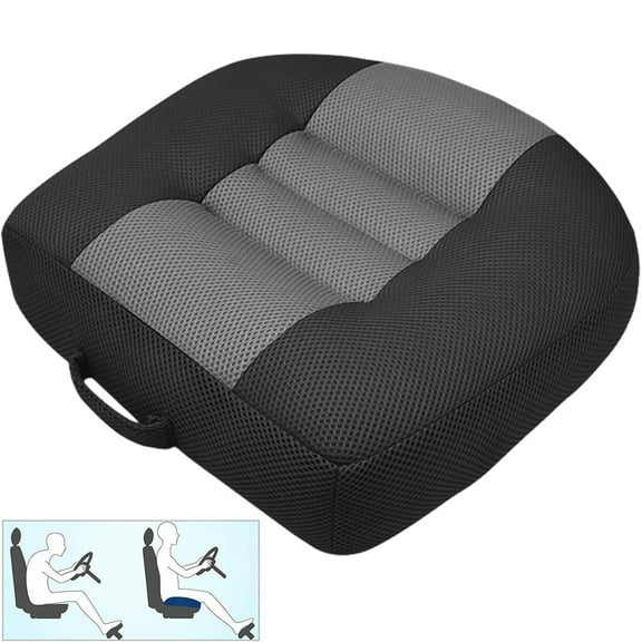 Car Booster Seat Cushion, Boost Mat for Short People Driving Hip and Lower Cack Fatigue Relief Suitable for Trucks, Cars, SUVs, Office Chairs, Wheelchairs (Black,Gray)