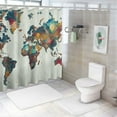 thumbnail image 6 of Shangniulu Earth Shower Curtain, Detailed World Map with All Countries Major Capital Cities Universe Continents, Cloth Fabric Bathroom Decor Set with Hooks, 6 of 6