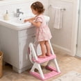 thumbnail image 3 of Asiento de entrenamiento para ir al baño SKYROKU 2 en 1 para niños pequeños, color rosa, con banquito, 3 of 9