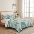 thumbnail image 5 of Quilts Full Size, Teal Coastal Summer Soft Comforter Bedding Set for Bed, Coral Shell Starfish Vintage Lightweight Quilted Bedspread with Pillow Cover(2 Pieces) for All Season, 78x90 Inch, 5 of 9
