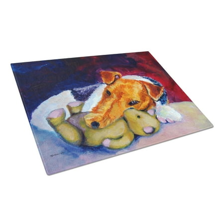 

Caroline s Treasures Fox Terrier and Teddy Bear Glass Cutting Board Large