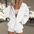 thumbnail image 2 of Sewkxo Women's 2026 Spring Zip Up Y2K Hoodies Casual Long Sleeve Sweatshirts Fall Track Jackets with Pockets,White XL, 2 of 5