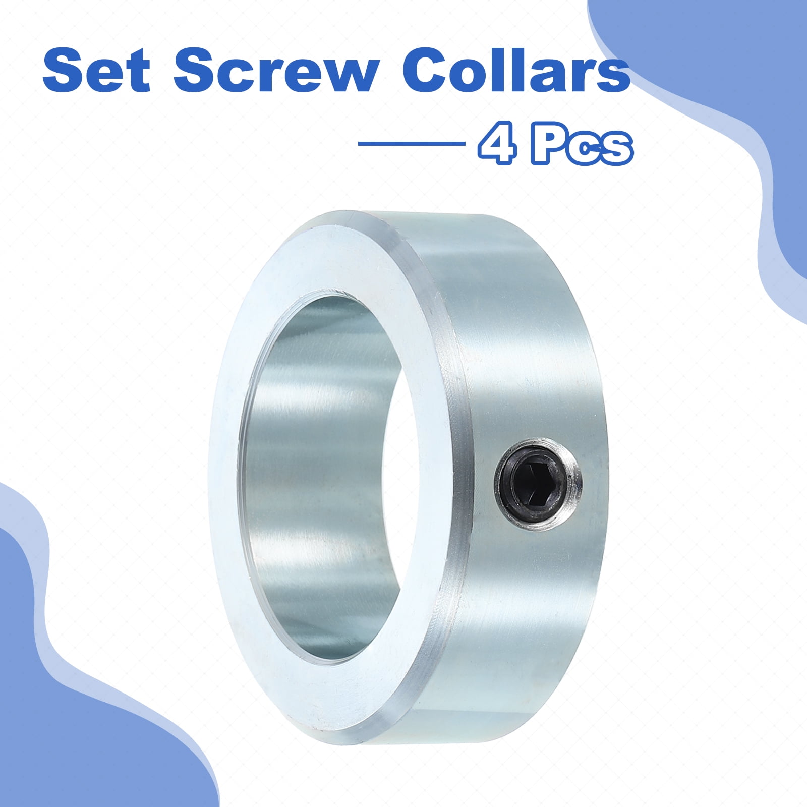 Uxcell 4pack Set Screw Collars 1-11/16" Bore Zinc Plated Steel Shaft Collars, 2-1/2" OD, 13/16" Width Axle Collar Clamp for Linear Rod Shaft Guide