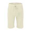 thumbnail image 4 of Mens Casual Cotton Linen Casual Elastic Waist Drawstring Lightweight Summer Beach Vacation Yoga Golf Shorts with Pockets Beige L, 4 of 5