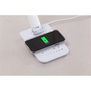 Safco Products Pivoting Vamp LED Lamp- Wireless Charging Pad & USB Port - White