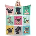 thumbnail image 3 of Cute Pug Blanket Cartoon Dog Fleece Throw Blanket Toddler Nursery Fuzzy Plush Super Soft Cozy Warm Pug Stuffed Animal Decor Blanket Gifts for Boys Girls Kids Adult Men Women 50"X40", 3 of 6