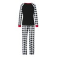 thumbnail image 5 of EYIIYE Family Christmas Pajamas Matching Sets, Letter &Santa Hat Print Long-Sleeved Round Neck Tops + Plaid Pattern Trousers Sleepwear, 5 of 10