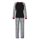 thumbnail image 4 of Pijamas navideños familiares a juego: camisetas de manga larga con cuello redondo y estampado de letras y gorro de Papá Noel, y pantalones a cuadros., 4 of 10