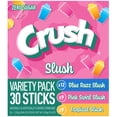 thumbnail image 6 of Crush Slush Powder Drink Mix Variety Pack, Blue Razz, Pink Swirl & Tropical, 30 Sticks, 6 of 12