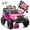 Pink, variant on Xuanlur 24V Ride on Toys with Width Seat, Ride on Car with Remote Control, Kids Ride on Truck Car for Kids, Rear Suspension, Portable Pull Rod, Light, Trunk Storage, Bluetooth, USB, 2.5-4MPH (Pink)