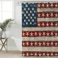 thumbnail image 5 of American Flag Shower Curtain, 66" x 72", Starfish Red Brown Wood Grain Independence Day Waterproof Bathroom Curtain Washable Shower Curtain Set with 12 Hooks, 5 of 6