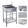 thumbnail image 4 of Utility Sink, Freestanding Single Bowl Laundry Sink with Hot and Cold Water, Stainless Steel Sink with Storage Shelf for Kitchen and Bathroom, 4 of 7
