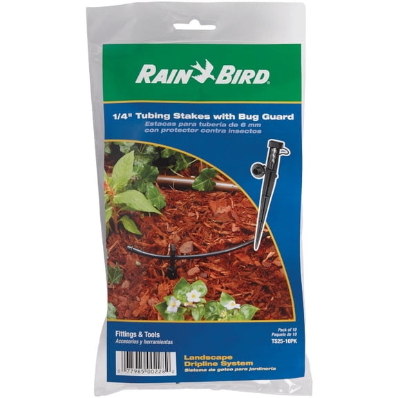 Rain Bird 1-4 In. Tubing Plastic Tubing Stake with Bug Guard (10-Pack) TS25-10PS2 729185