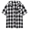 thumbnail image 7 of JAJAHO Girls Flannel Shirt Kids Plaid Hoodie Short Sleeve Button Down Shirts For 4-14 Years, 7 of 7