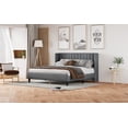 thumbnail image 6 of King Size Upholstered Platform Bed Frame With Headboard, Mattress Foundation, Wood Slat Support, Quiet, No Box Spring Needed, Easy To Assemble Light Grey, 6 of 9