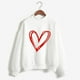 thumbnail image 2 of Gibobby Temperamento Pullover Top con estampado de corazón para mujer, sudadera estampada, Top, sudadera de manga larga, blusa, con carácter, blusa informal (Blanco, S), 2 of 4