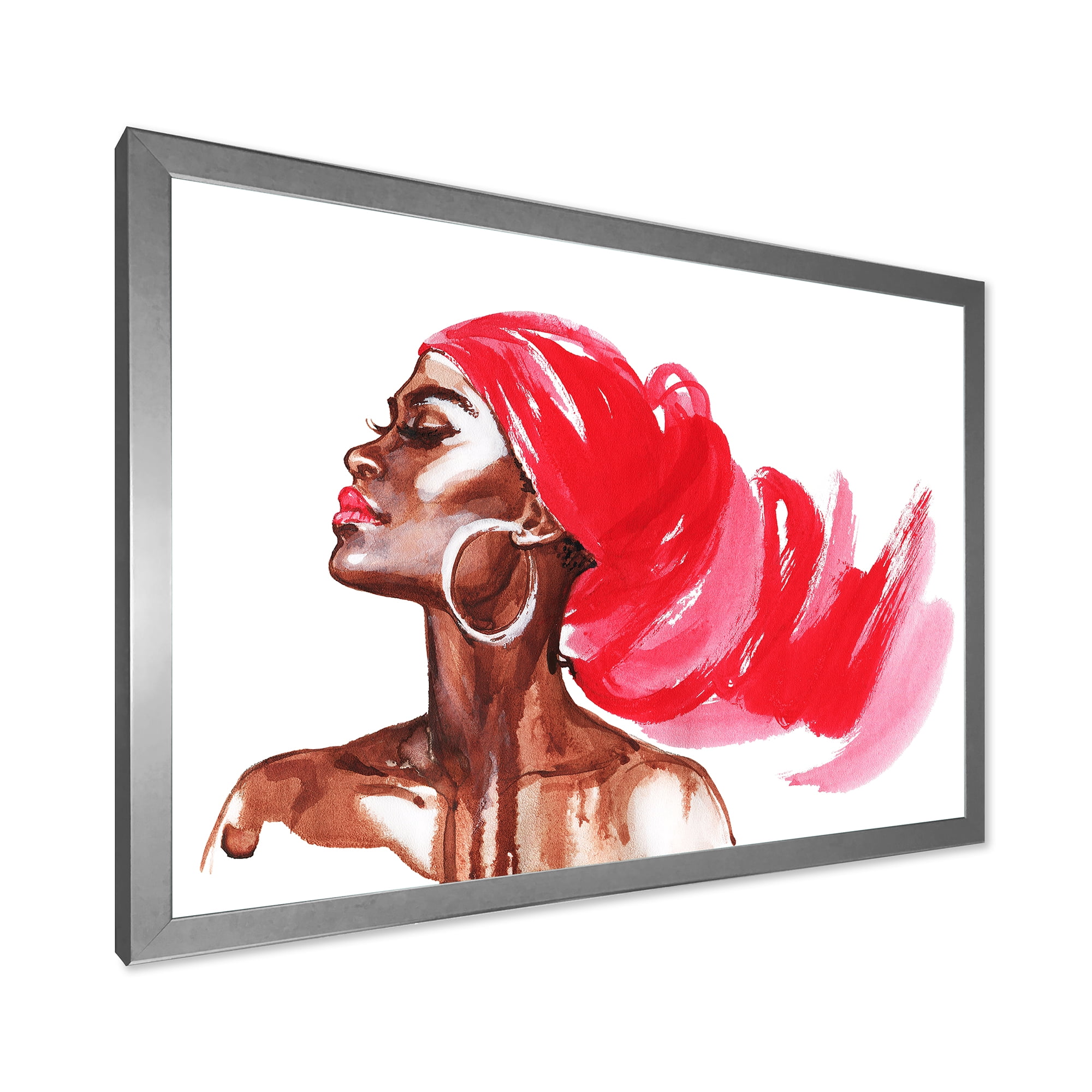 Designart 'Portrait of Afro American Woman IX' Modern Framed Art Print