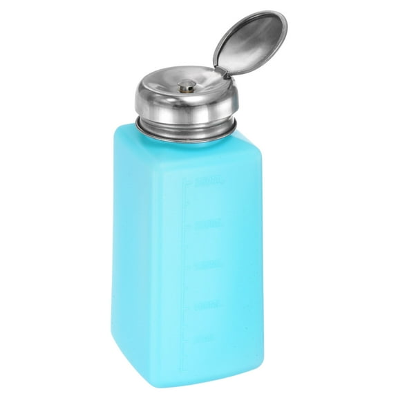 Uxcell Solvent Alcohol Dispenser 250ml(8.5oz) Press Type Liquid Dispenser Pump with Stainless Steel Lid, Blue