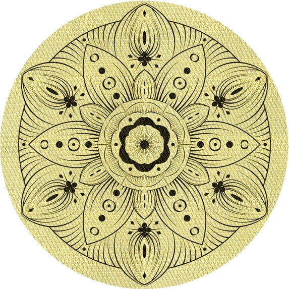 Ahgly Company Machine Washable Indoor Round Transitional Caramel Brown Area Rugs, 8' Round