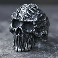 thumbnail image 3 of ZMY Home Stitched Skull Ring Stainless Steel Handmade Band Jewelry Cool Punk Rock Biker Ring (10), 3 of 6
