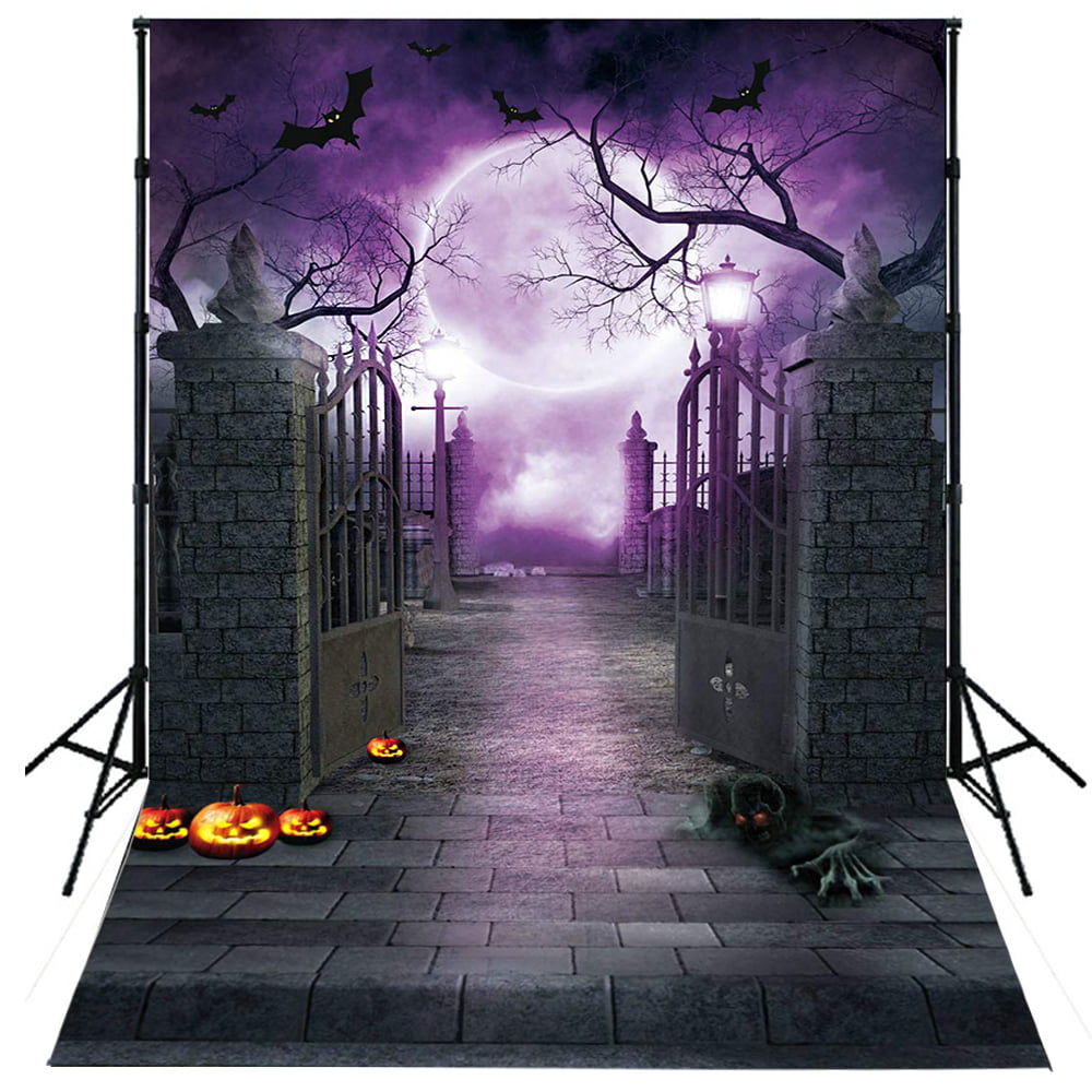 H x1.5m Kate 7x5ft/2.2m Halloween Backdrop Pumpkin Backgounds Night Ghost Background Celebration Video Photography Studio Props W