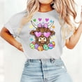 thumbnail image 4 of Easter Shirt for Women Highland Cow With Heart Sunglasses Graphic Tee Short Sleeve Crewneck Casual Festival Apparel Holiday Gift For Fans, 4 of 5