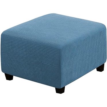 Nvzi Super Stretch Soft Ottoman Cover with Elastic Band Footrest Sofa Slipcover Folding Storage Stool Furniture Protector for Square and Rectangle Ottoman (Blue , Large)
