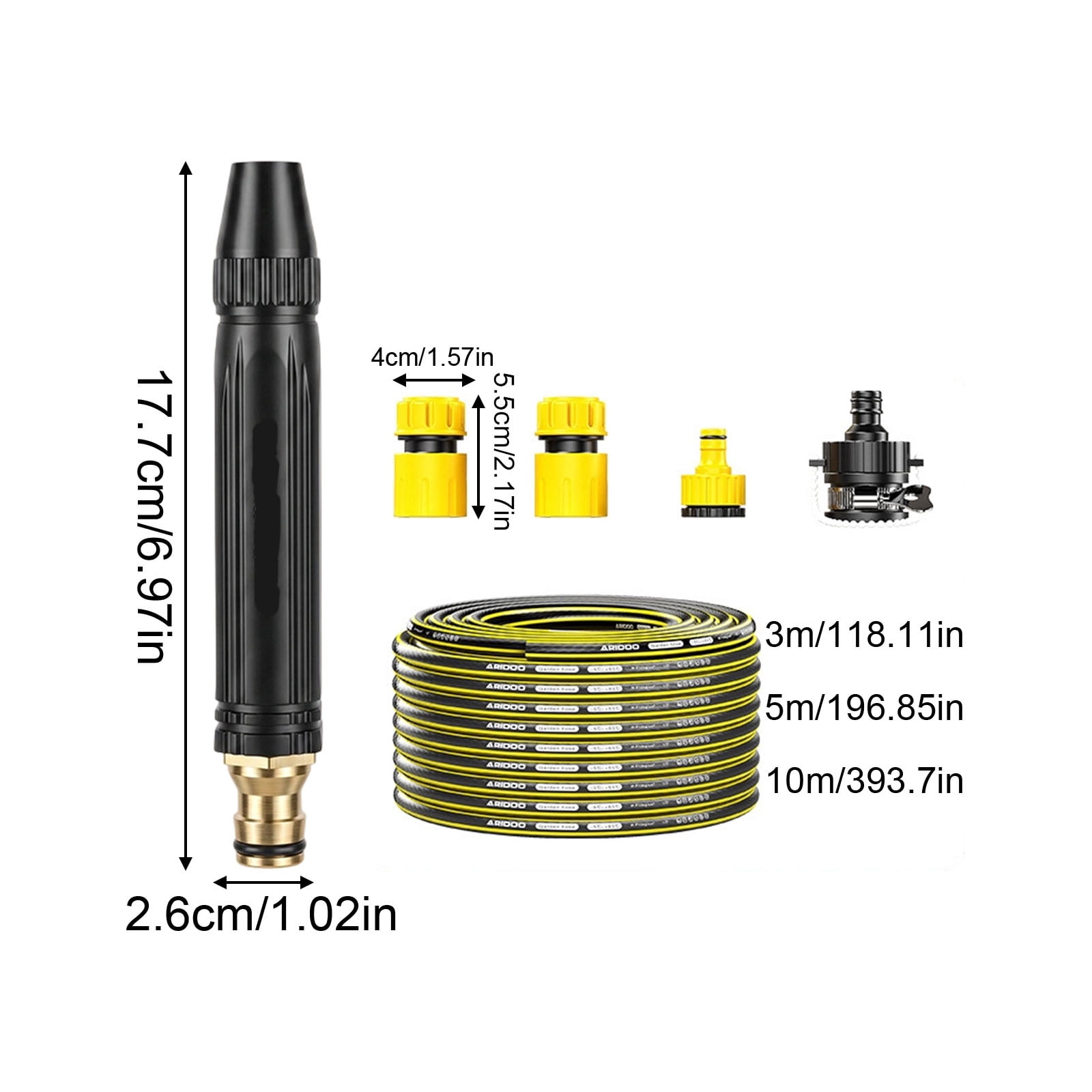High-Pressure Adjustable Spray Nozzle for Garden Hose – 7-Mode Water Flow Control (Jet, Mist, Shower) for Car Washing, Outdoor Cleaning & Plant Irrigation, 3/4" MIP Brass Fitting