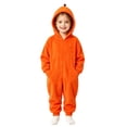 thumbnail image 2 of Girls & Boys Flannel Halloween Costume, 2026 Cute Long Sleeve Onesie Hooded Ghost Graphic Jumpsuit Orange 150, 2 of 8