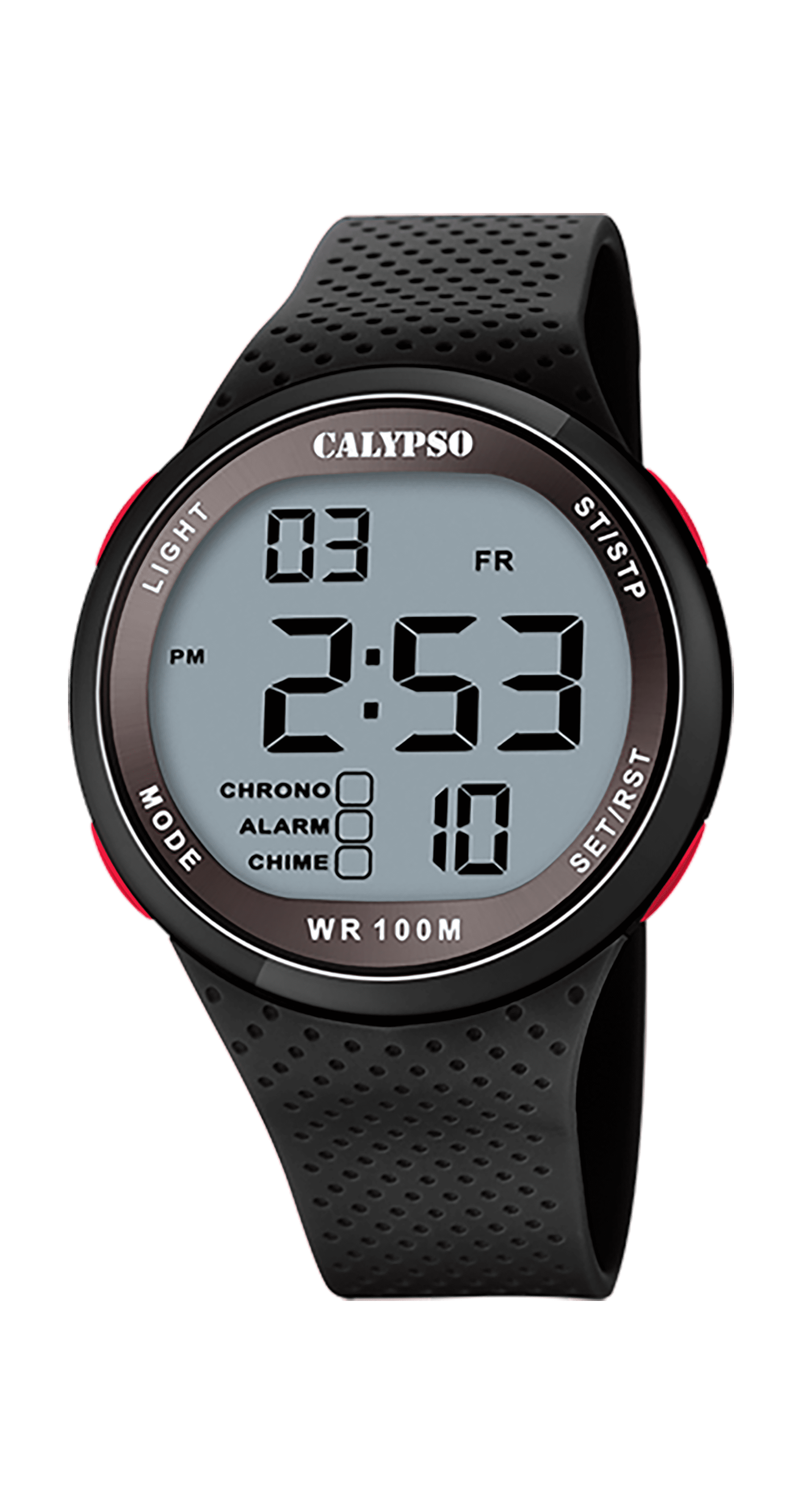 Calypso K5785 - 44mm Mens Digital Sports Watch, Silicone Strap, Chronograph,  Dual Time, Timer, Backlight, Day And Date Calendar