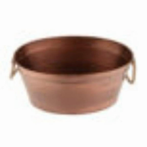 Winco BT-2215-ACPR 8 gal, 21.25 x 15.25 in. Oval Antique Copper Beverage Tub with Rope Handles, 9.5 in. Tall