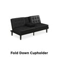 Mainstays Memory Foam PillowTop Futon with Cupholder, Black Faux