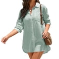thumbnail image 3 of Long Sleeve Women Solid Casual Button Down Long Blouse, 3 of 4