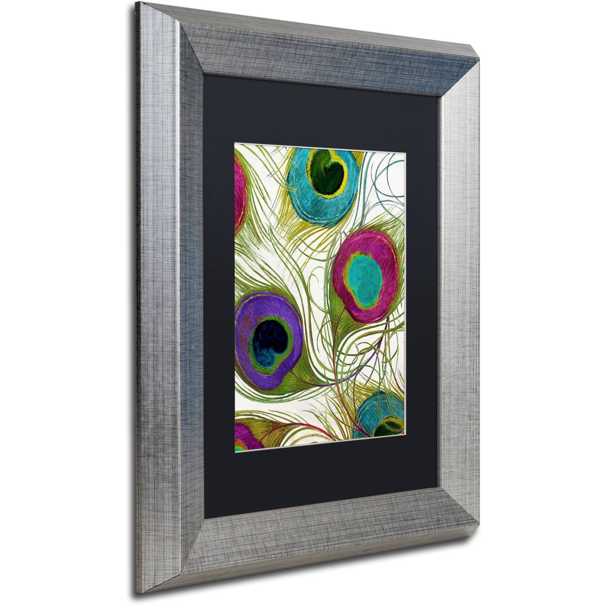 Trademark Fine Art "Peacock Feathers I" Canvas Art by Color Bakery Black Matte, Silver Frame