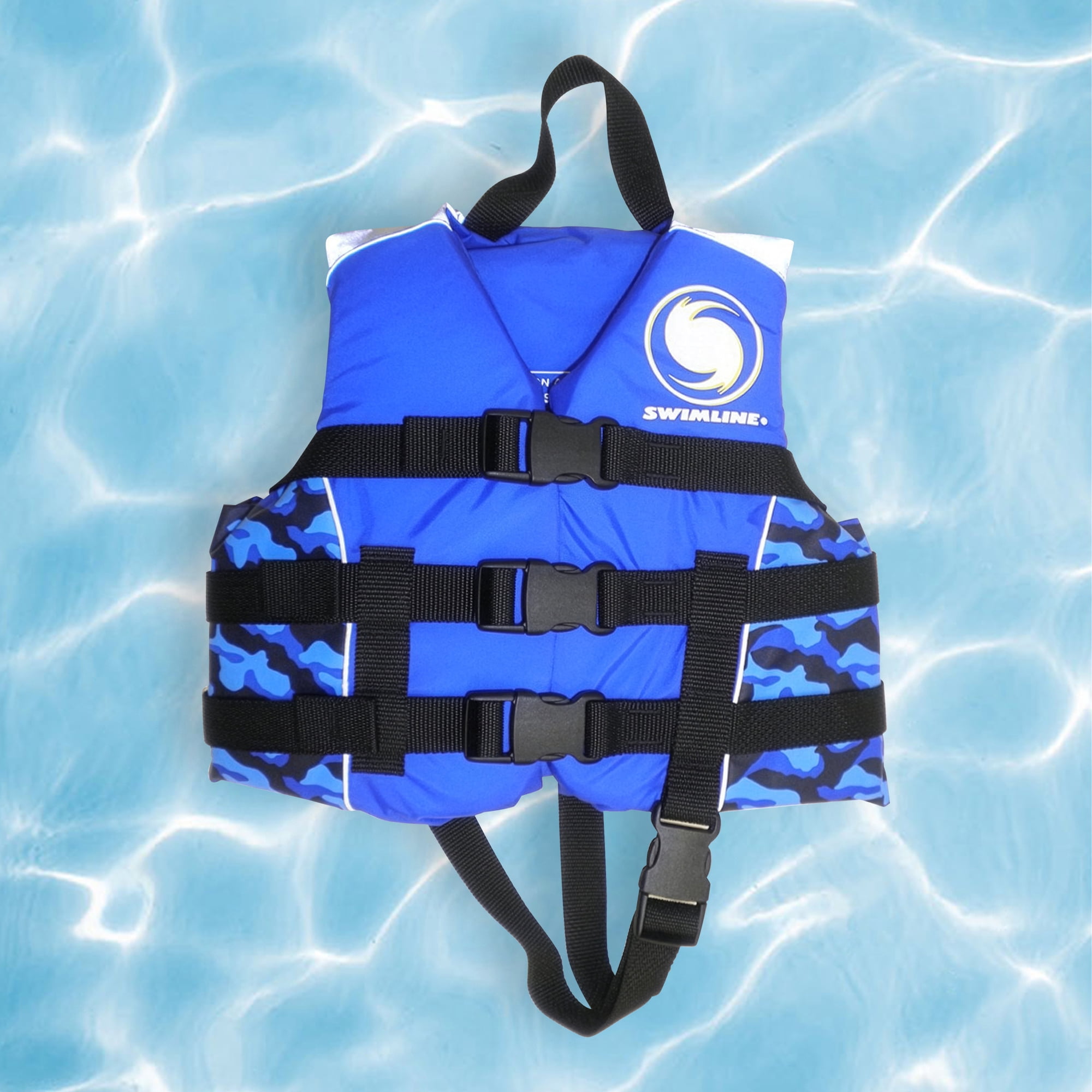 Swimline Children's USCG Approved Swimming Pool Camouflage Vinyl Life Vest - Blue - Medium