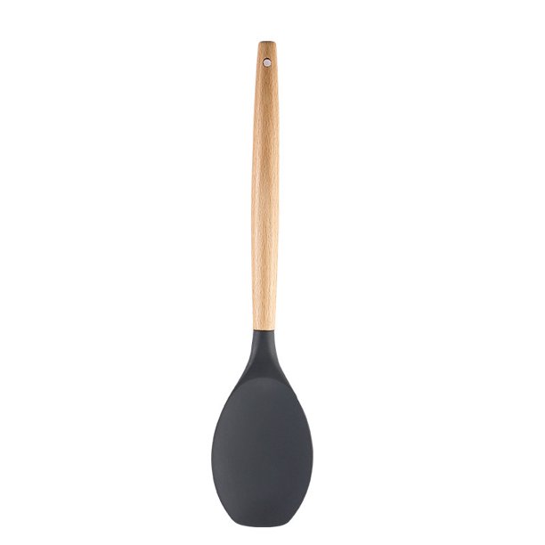 Espátula de silicona con mango de madera, sartén antiadherente, juego completo dedicado para cocina, espátula para cocinar, cuchara para sopa, cuchara para hornear, juego de utensilios de cocina