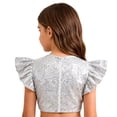 thumbnail image 4 of iiniim Girls Sparkle Sequin Dance Shirt Ruffle Sleeveless Crop Top For Jazz Hip-hop Stage Performance Silver 12, 4 of 7