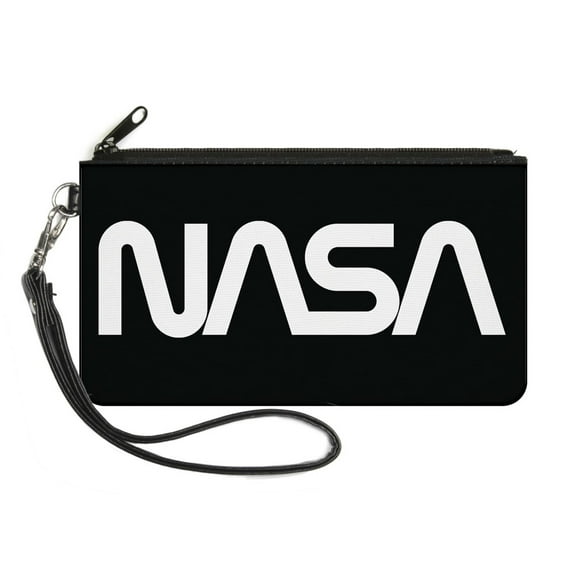 Buckle-Down Wallet, Zip Pouch, NASA Text Black White, Canvas