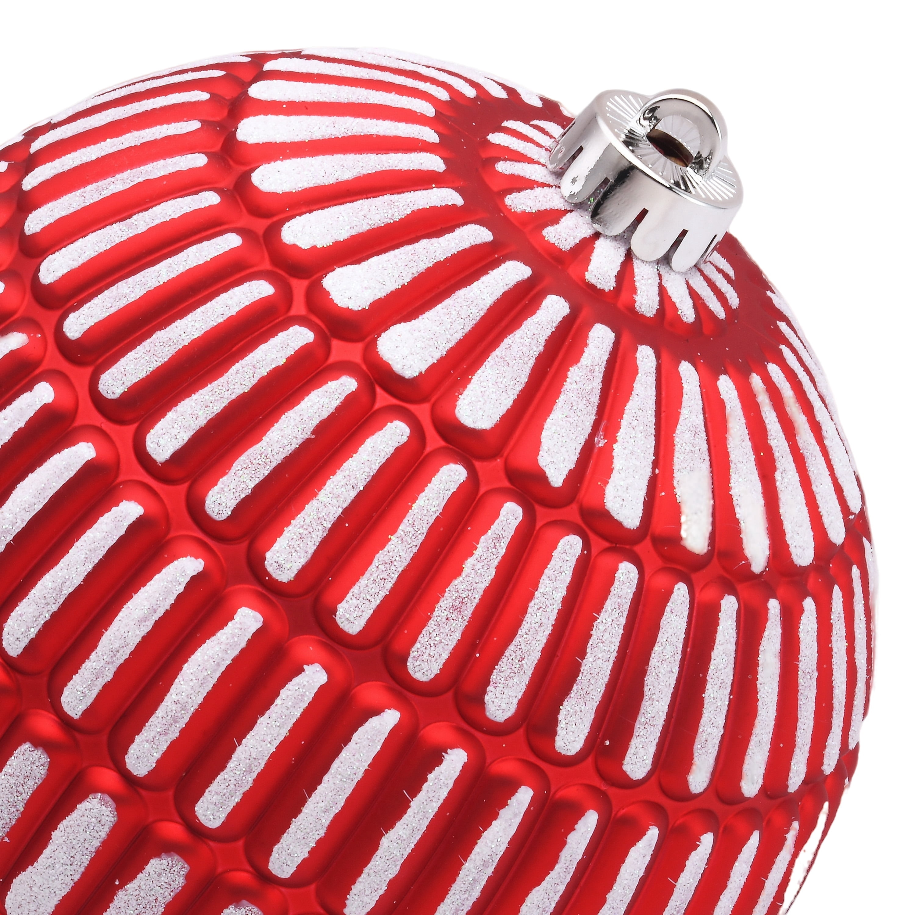 4-Count Red and White Ball Shatterproof Christmas Ornaments, 6", by Holiday Time