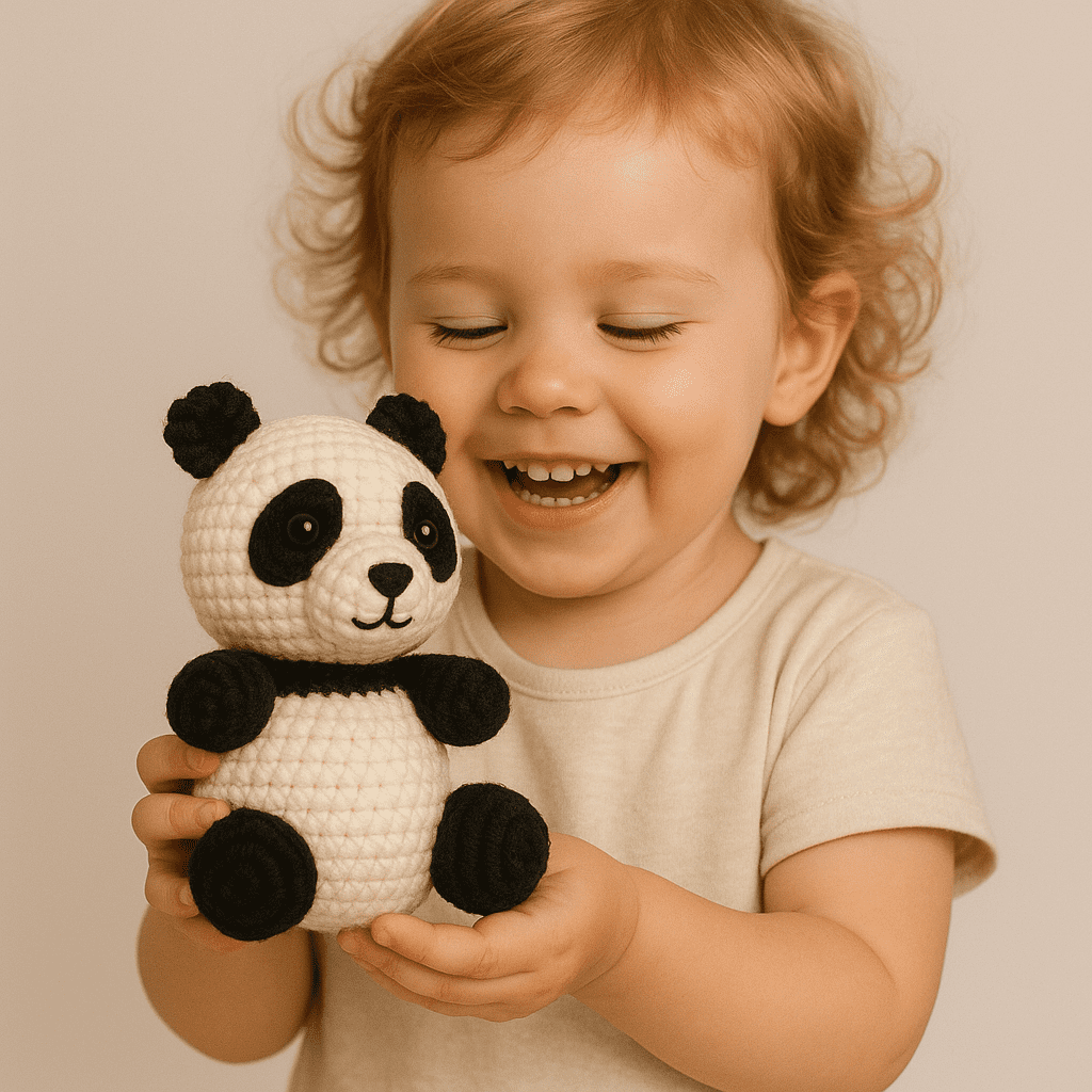 Panda Bear Crochet Toy , 100% Handmade Woolen First baby Gift Toy, Unique Amigurumi Gift