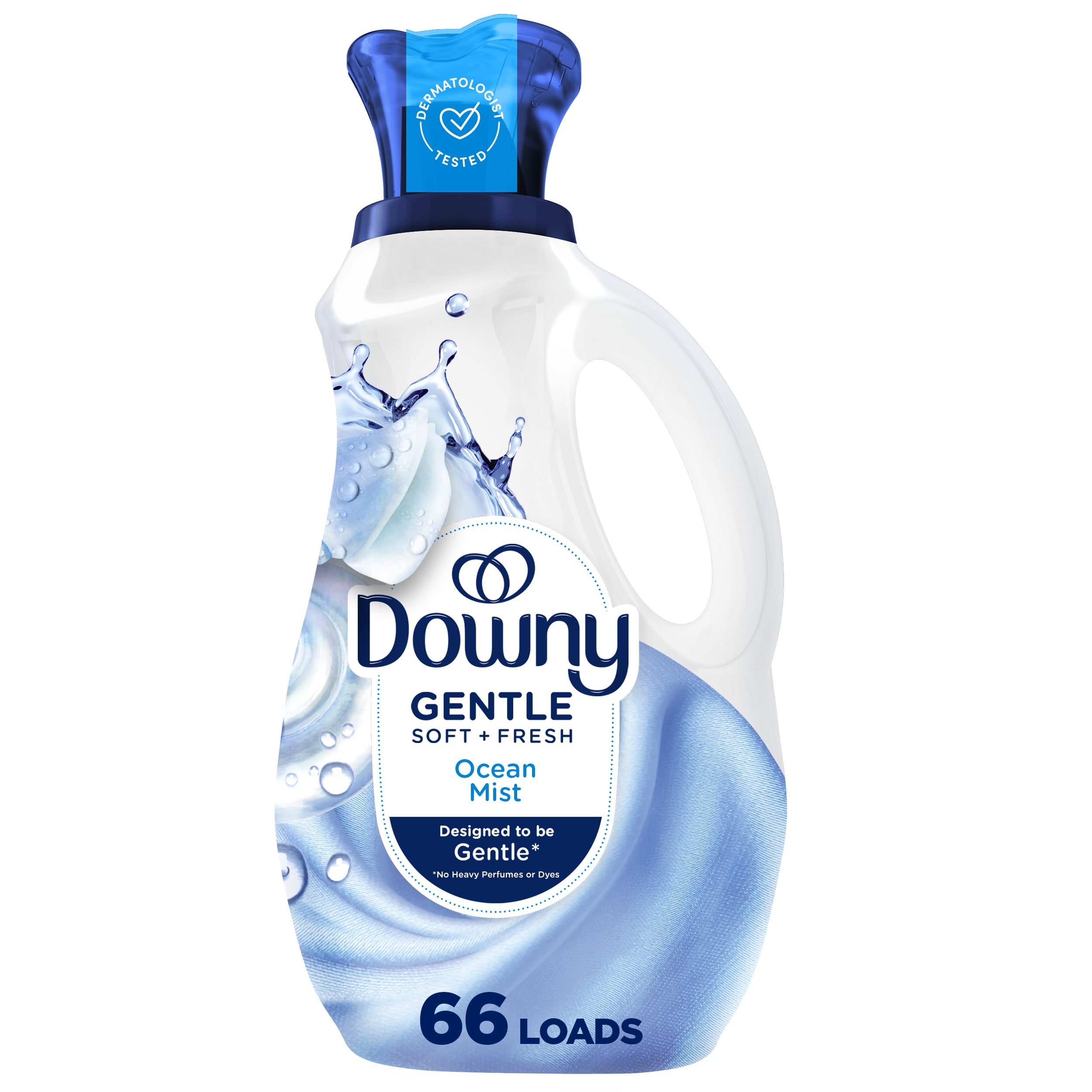 (4 pack) Downy Gentle Soft + Fresh Liquid Fabric Softener, Ocean Mist Scent, 44 fl oz, 66 Loads