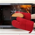 thumbnail image 4 of Unique Bargains 2pcs Silicone and Cotton Heat-Resistant  Oven Mitts Red 12.6" x 7.1", 4 of 6